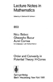 Order and Convexity in Potential Theory: H-Cones