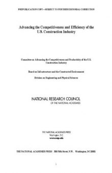 Advancing the Competitiveness and Efficiency of the U.S. Construction Industry