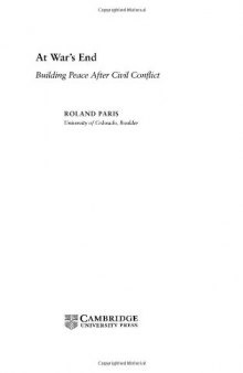 At War's End: Building Peace after Civil Conflict