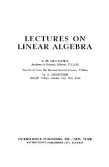 Lectures on Linear Algebra