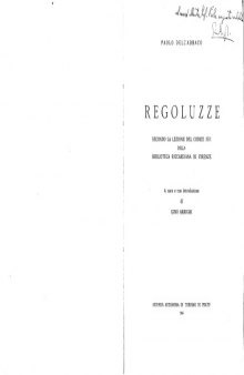 Regoluzze. Secondo la lezione del codice 2511 della Biblioteca