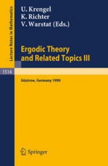 Ergodic Theory and Related Topics III: Proceedings of the International Conference held in Güstrow, Germany, October 22–27, 1990