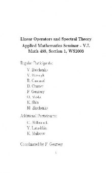 Linear Operators and Spectral Theory