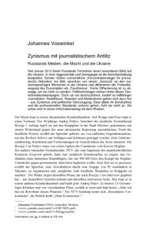 Zynismus mit journalistischem Antlitz : Russlands Medien, die Macht und die Ukraine