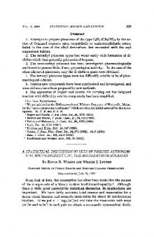 A Statistical Discussion of Sets of Precise Astronomical Measurements IV