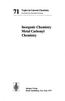 Inorganic Chemistry, Metal Carbonyl Chemistry