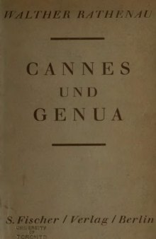 Cannes und Genua, vier Reden zum Reparationsproblem, mit einem Anhang