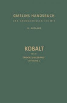 Kobalt: Teil B — Ergänzungsband Lieferung 1