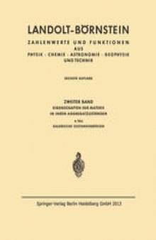 Landolt-Börnstein: Eigenschaften der Materie in ihren Aggregatzuständen, 4. Teil, Kalorische Zustandsgrößen, Teil a