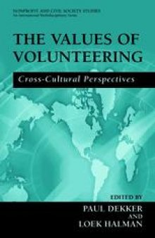 The Values of Volunteering: Cross-Cultural Perspectives