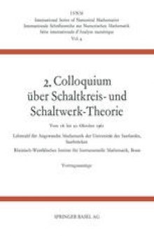 2. Colloquium Über Schaltkreis- und Schaltwerk-Theorie