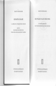 Die Frage nach dem Ding: Zu Kants Lehre von den Transzendentalen Grundsatzen