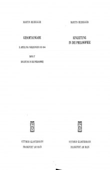 Einleitung in die Philosophie (Wintersemester 1928–29)