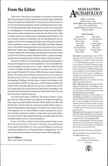 Near Eastern Archaeology - NEA 74, No.1 (Mar 2011) issue 1