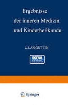 Ergebnisse der Inneren Medizin und Kinderheilkunde: Sechsundzwanzigster Band