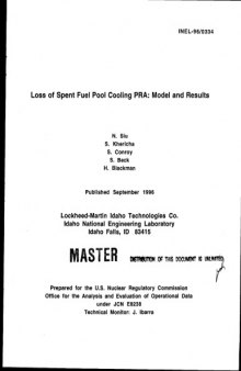 Loss of spent fuel pool cooling PRA : Model and results