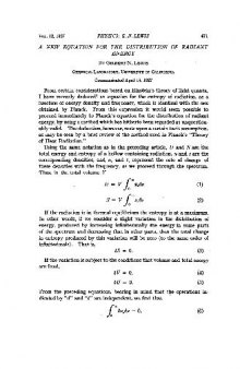 A New Equation for the Distribution of Radiant Energy