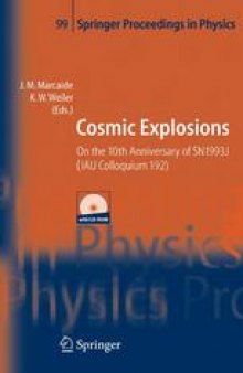 Cosmic Explosions: On the 10th Anniversary of SN1993J (IAU Colloquium 192)