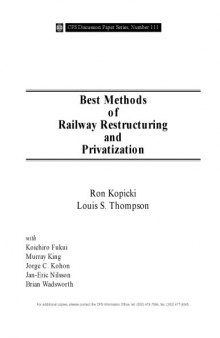 Best Methods of Railway Restructuring and Privatization