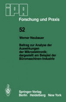 Beitrag zur Analyse der Auswirkungen der Mikroelektronik;Dargestellt am Beispiel der Büromaschinen-Industrie