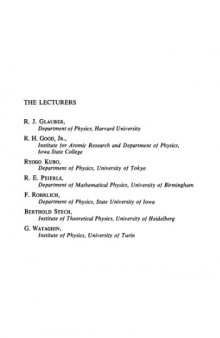 Lectures in Theoretical Physics (Volume I: Lectures delivered at the summer institute for theoretical physics, University of Colorado, Boulder, 1958)