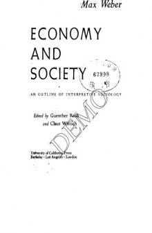 Economy and Society: An Outline of Interpretive Sociology