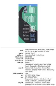 Along freedom road: Hyde County, North Carolina and the fate of Black schools in the South