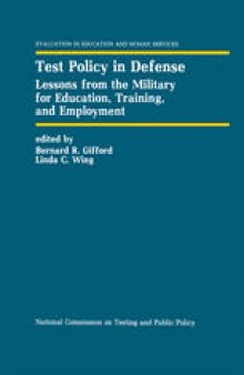 Test Policy in Defense: Lessons from the Military for Education, Training, and Employment