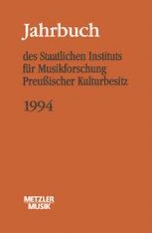 Jahrbuch des Staatlichen Instituts für Musikforschung Preußischer Kulturbesitz: 1994