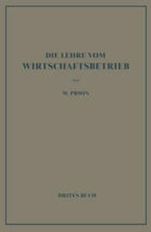 Der Wirtschaftsbetrieb als Betrieb (Arbeit): Drittes Buch