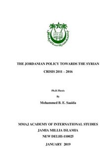 Jordanian policy towards the Syrian crisis 2011 2016