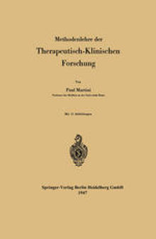 Methodenlehre der Therapeutisch-Klinischen Forschung