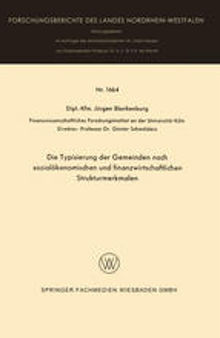 Die Typisierung der Gemeinden nach sozialökonomischen und finanzwirtschaftlichen Strukturmerkmalen