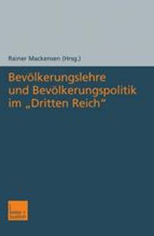 Bevölkerungslehre und Bevölkerungspolitik im „Dritten Reich“