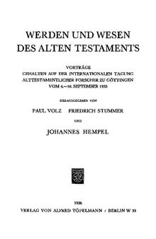 Werden und Wesen des Alten Testaments.