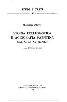 Storia ecclesiastica e agiografia faentina dal XI al XV secolo