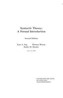 Syntactic Theory: A Formal Introduction