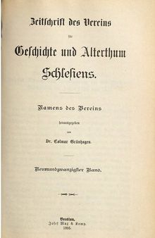 Zeitschrift des Vereins für Geschichte und Alterthum Schlesiens