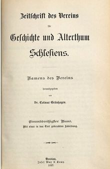 Zeitschrift des Vereins für Geschichte und Alterthum Schlesiens