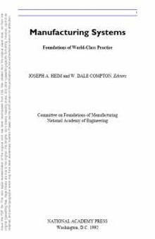 Manufacturing Systems: Foundations of World-Class Practice