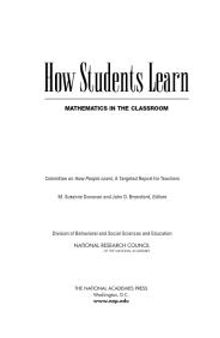 How Students Learn: Mathematics in the Classroom