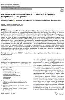 Prediction of Stress–Strain Behavior of PET FRP-Confined Concrete Using Machine Learning Models