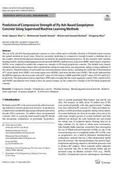 Prediction of Compressive Strength of Fly Ash-Based Geopolymer Concrete Using Supervised Machine Learning Methods