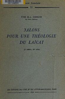 Jalons pour une théologie du laïcat