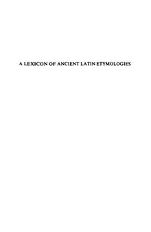 A Lexicon of Ancient Latin Etymologies