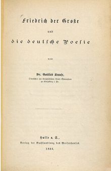 Friedrich der Große und die deutsche Poesie