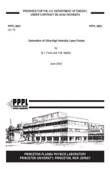 Generation of Ultra-high Intensity Laser Pulses