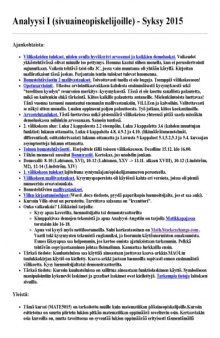 Analyysi I (sivuaineopiskelijoille) - Syksy 2015