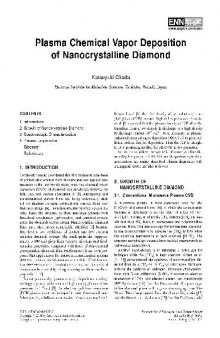 Plasma Chemical Vapor Deposition of Nanocrystalline Diamond