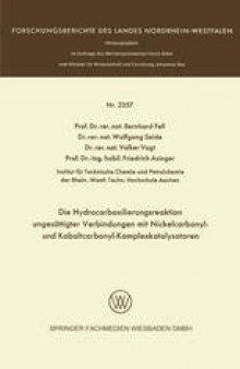 Die Hydrocarboxilierungsreaktion ungesattigter Verbindungen mit Nickelcarbonyl- und Kobaltcarbonyl-Komplexkatalysatoren